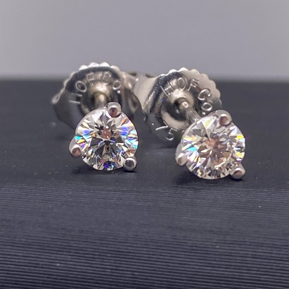 18k white gold 0.50ct Hearts on Fire diamond stud earrings